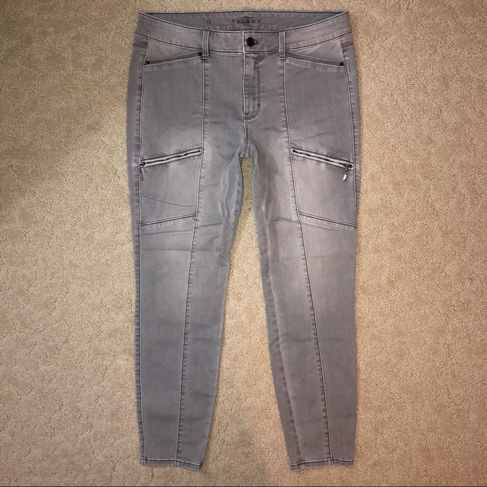 WHBM Skinny Ankle Jeans 10 Gray Zipper